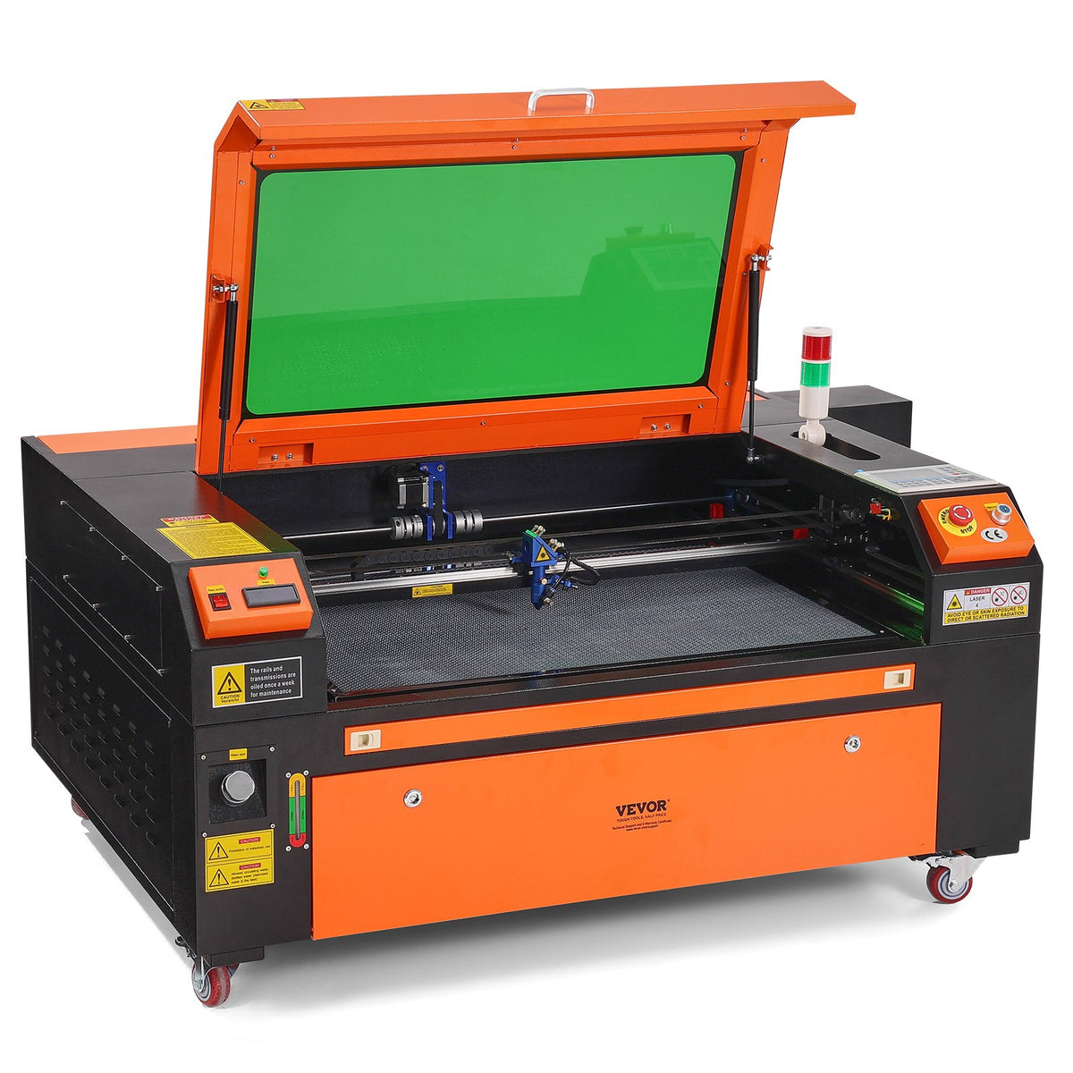 VEVOR 100 W CO₂ Laser Engraving and Cutting Machine 61 × 89 cm, up to 500 mm/s, Dual-Direction Air Assist, LightBurn, CorelDRAW, AutoCAD