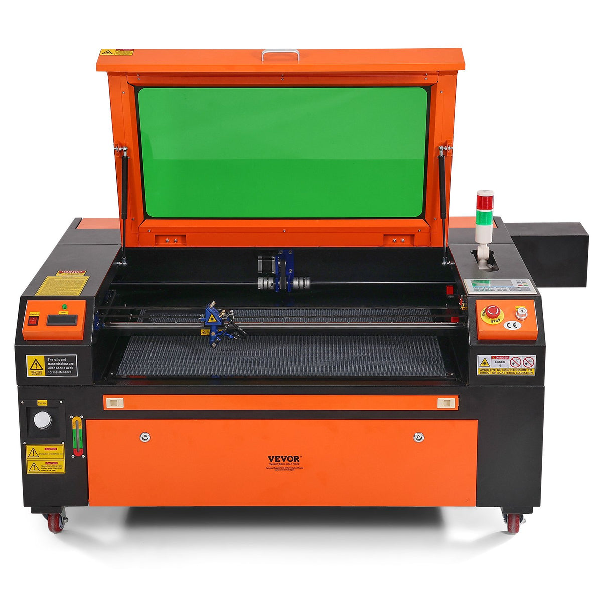 VEVOR 100 W CO₂ Laser Engraving and Cutting Machine 61 × 89 cm, up to 500 mm/s, Dual-Direction Air Assist, LightBurn, CorelDRAW, AutoCAD