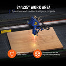 VEVOR 100 W CO₂ lāzera gravēšanas un griešanas iekārta, darba laukums 61 × 89 cm, līdz 500 mm/s, divvirzienu gaisa padeve, saderīga ar LightBurn, CorelDRAW un AutoCAD, Windows, macOS un Linux, kokam, akrilam un audumam