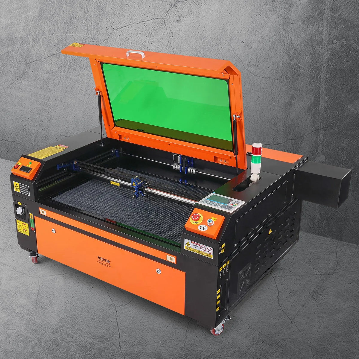 VEVOR 100 W CO₂ Laser Engraving and Cutting Machine 61 × 89 cm, up to 500 mm/s, Dual-Direction Air Assist, LightBurn, CorelDRAW, AutoCAD