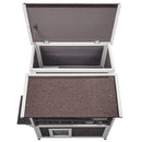 VEVOR divstāvu laikapstākļu izturīga āra koka māja kaķiem ar balkonu, durvīm, PVC aizkariem un atveramu jumtu, piemērota vairākiem kaķiem, 76.2 × 76.2 × 81.28 cm