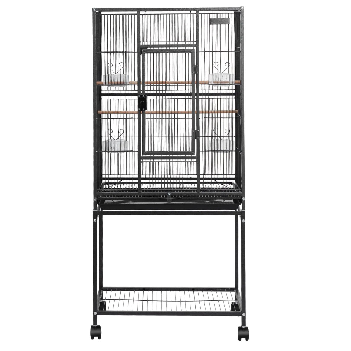 VEVOR kalta dzelzs putnu būris ar sēžkociņiem, paplāti un ritenīšiem nimfām, konūriem un viļņpapagaiļiem, 62,5 × 42,5 × 137 cm