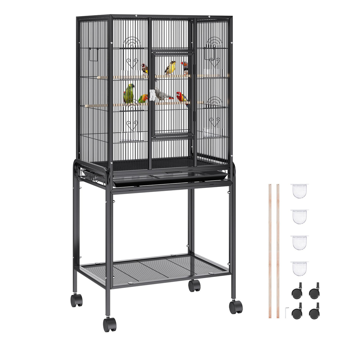 VEVOR Large Standing Bird Cage with Wheels, Carbon Steel, 137 cm