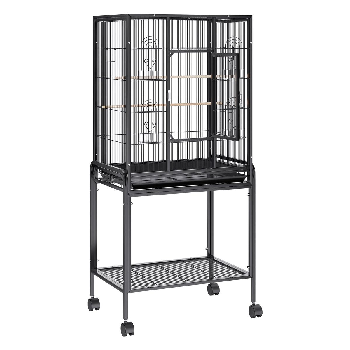 VEVOR Large Standing Bird Cage with Wheels, Carbon Steel, 137 cm