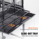 VEVOR 137 cm stāvošs liels putnu būris ar ritenīšiem, oglekļa tērauds