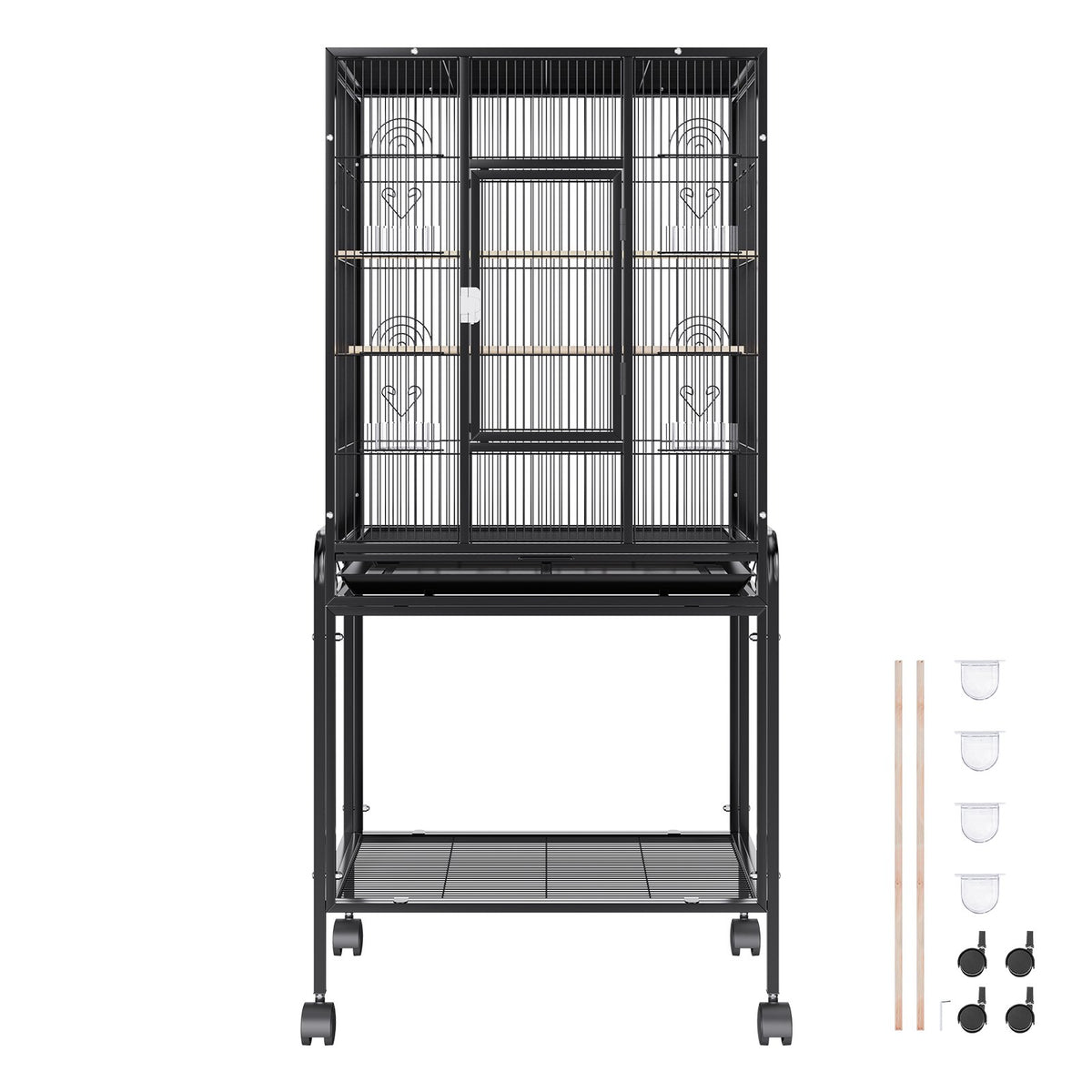 VEVOR Large Standing Bird Cage with Wheels, Carbon Steel, 137 cm