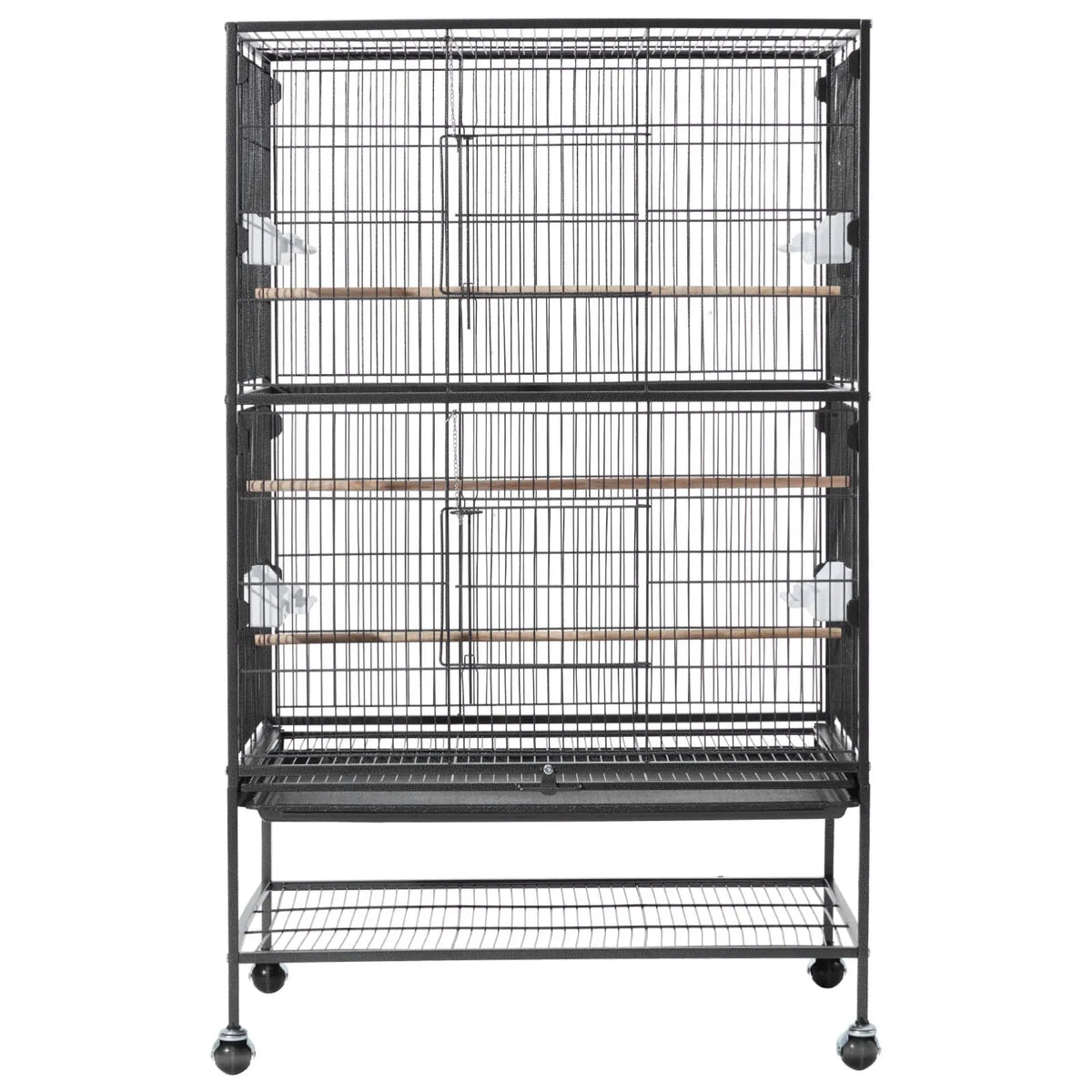 VEVOR kalta dzelzs putnu būris ar sēžkociņiem, paplāti un ritenīšiem nimfām un mūku papagaiļiem, 80 × 52 × 132 cm