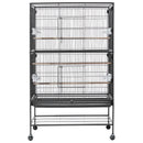 VEVOR putnu būris 800 × 520 × 1320 mm ar plakanu augšu, kalta dzelzs lidojuma būris ar sēžkociņiem, izvelkamu paplāti un plastmasas barotavām, ar ritentiņiem papagaiļiem, zīlītēm, nimfām, kanārijputniņiem un mūku papagaiļiem