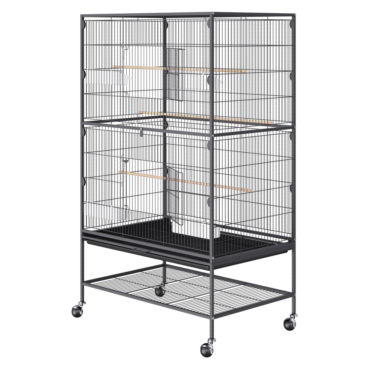VEVOR Large Standing Bird Cage with Wheels and Tray for Parrots and Macaws, Carbon Steel, 132 cm