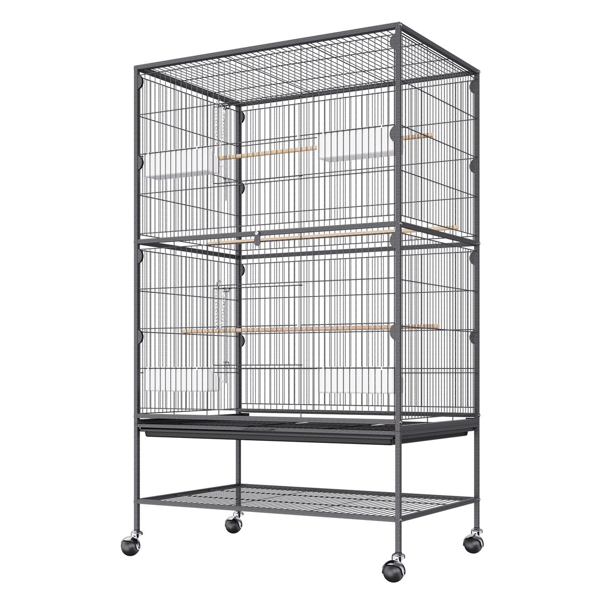 VEVOR Large Standing Bird Cage with Wheels and Tray for Parrots and Macaws, Carbon Steel, 132 cm