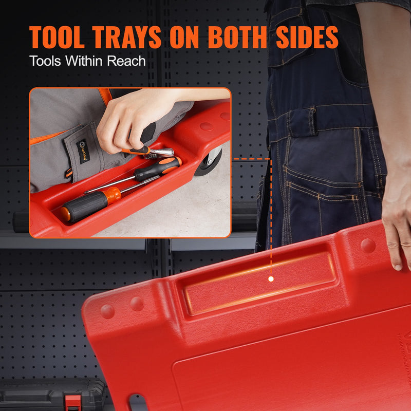 VEVOR 102 cm Mehāniķa Ripojamais Ratiņkrēsls, 158,8 kg, HDPE