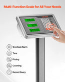 VEVOR digitālā platformas svari ar skaitļošanas funkciju, 300 kg maksimālā slodze, 50 g precizitāte, elektroniskie grīdas svari ar LB/KG, Tare, cenu kalkulatoru, AC/DC barošanu, piemēroti bagāžai, sūtījumiem un pasta pakām