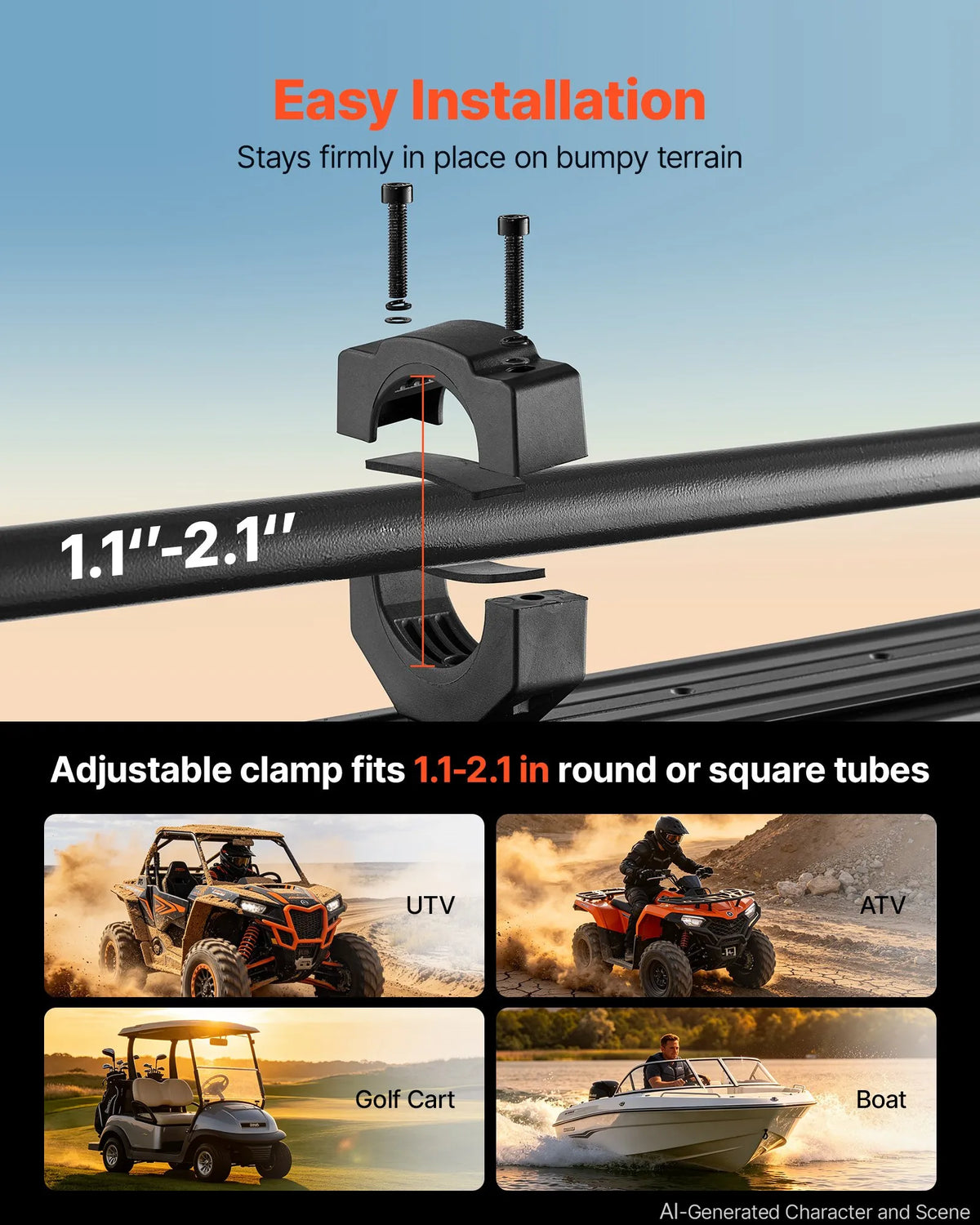 VEVOR 440 mm UTV skaņas josla ar 4 skaļruņiem, Bluetooth, RGB un IP65