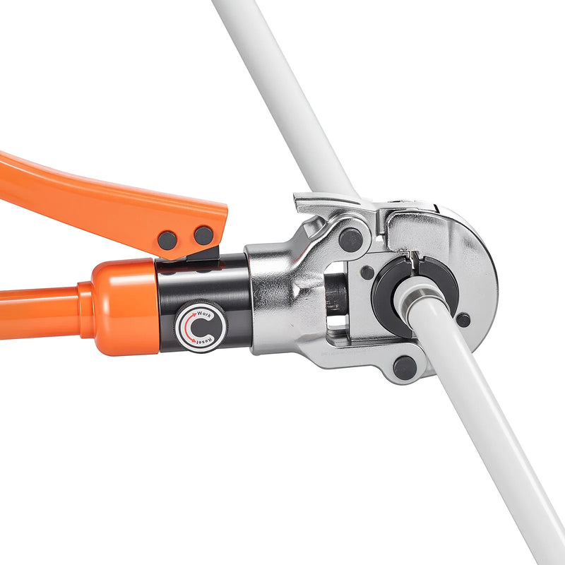 VEVOR hidrauliskais cauruļu presēšanas instruments PEX un alumīnija–plastmasas caurulēm, presētājs ar TH16, TH20, TH26 un TH32 spīlēm, komplektā pārnēsāšanas koferis, paredzēts santehnikas remontam un uzstādīšanai