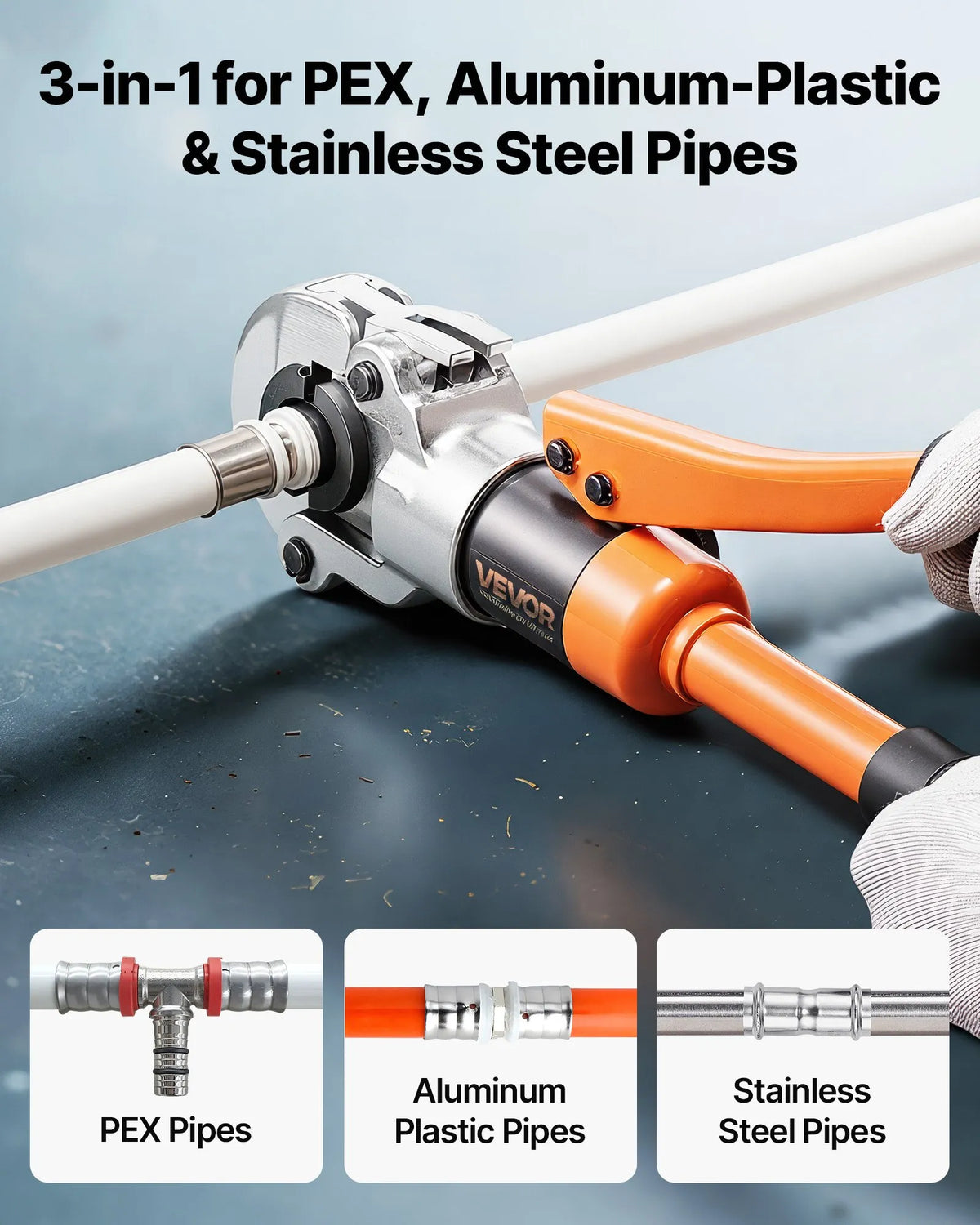 VEVOR Hydraulic Pipe Pressing Tool, Multifunctional Pipe Crimper with TH16, TH20, TH26, TH32 Jaws for PEX and Aluminium-Plastic Pipes, and V12, V15, V18, V22, V28 Jaws for Stainless Steel Pipes