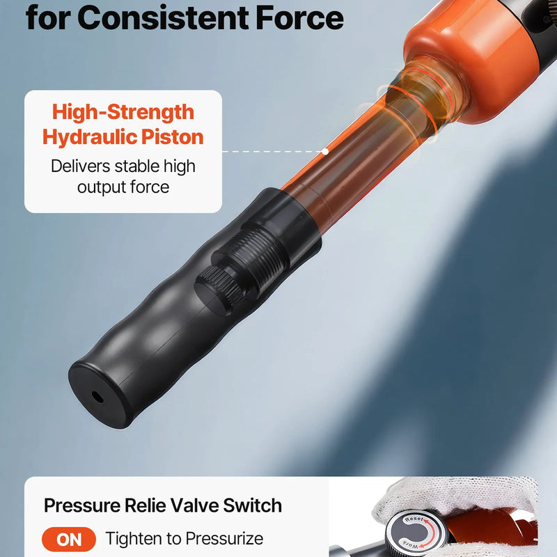 VEVOR hidrauliskais cauruļu presēšanas instruments, daudzfunkcionāls presētājs cauruļu veidgabaliem ar TH16, TH20, TH26, TH32 spīlēm PEX un alumīnija–plastmasas caurulēm, kā arī V12, V15, V18, V22, V28 spīlēm nerūsējošā tērauda caurulēm