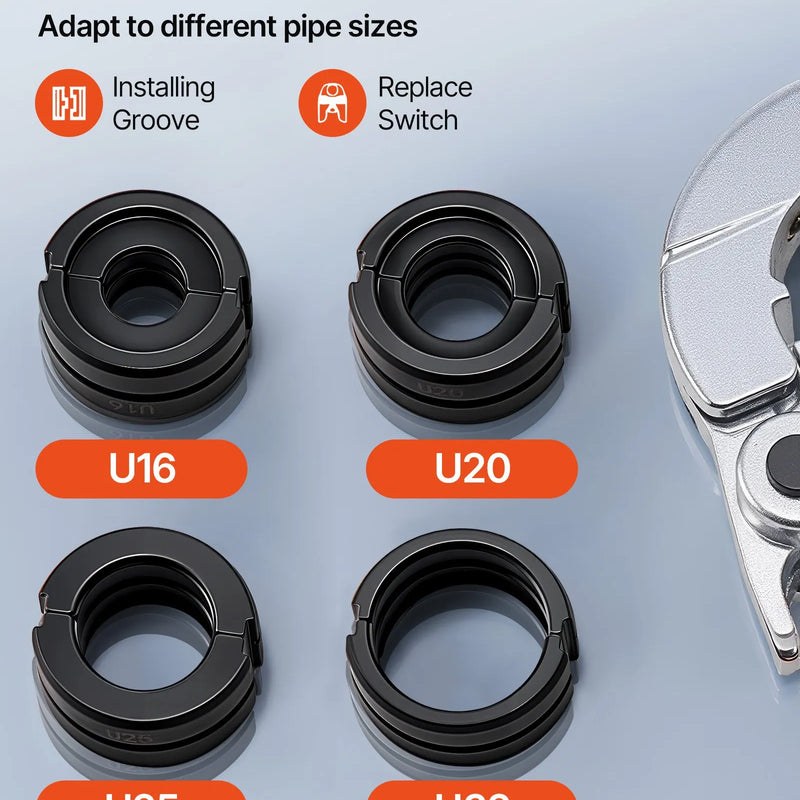 VEVOR hidrauliskais cauruļu presēšanas instruments PEX un alumīnija-plastmasas caurulēm, presēšanas žokļi 16/20/25/32 mm, ar pārnēsāšanas koferi, santehnikas montāžai un remontam