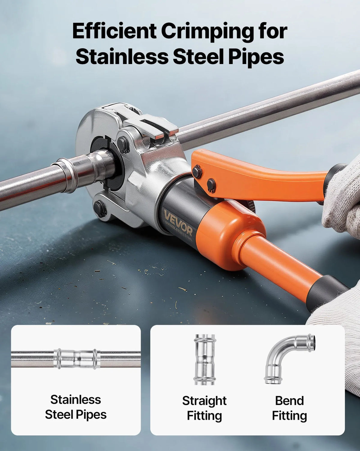 VEVOR Hydraulic Pipe Pressing Tool for Stainless Steel Pipe Fittings, Pressing Jaws V12/V15/V18/V22/V28, with Carrying Case, for Plumbing Installation and Repair