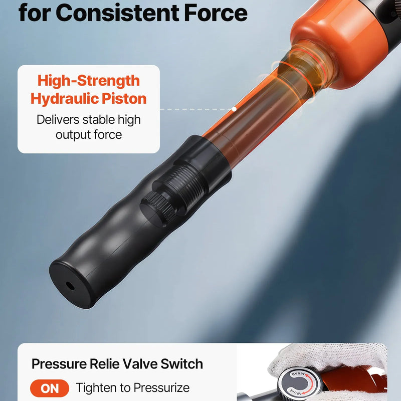 VEVOR hidrauliskais cauruļu presēšanas instruments nerūsējošā tērauda cauruļu veidgabaliem, presēšanas žokļi V12/V15/V18/V22/V28, ar pārnēsāšanas koferi, santehnikas montāžai un remontam