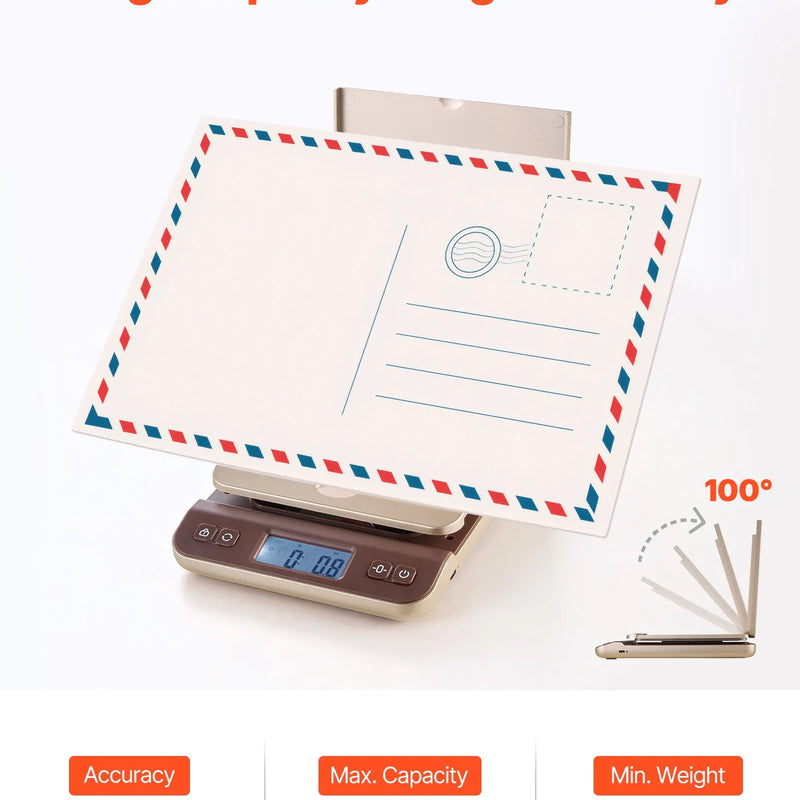 VEVOR digitālās sūtījumu un pasta svari 40 kg ar 2 g precizitāti, Hold/Tare/Auto-off funkcijām, nolokāmu turētāju un vienkāršu kalibrēšanu, piemēroti mājai un birojam, komplektā baterija