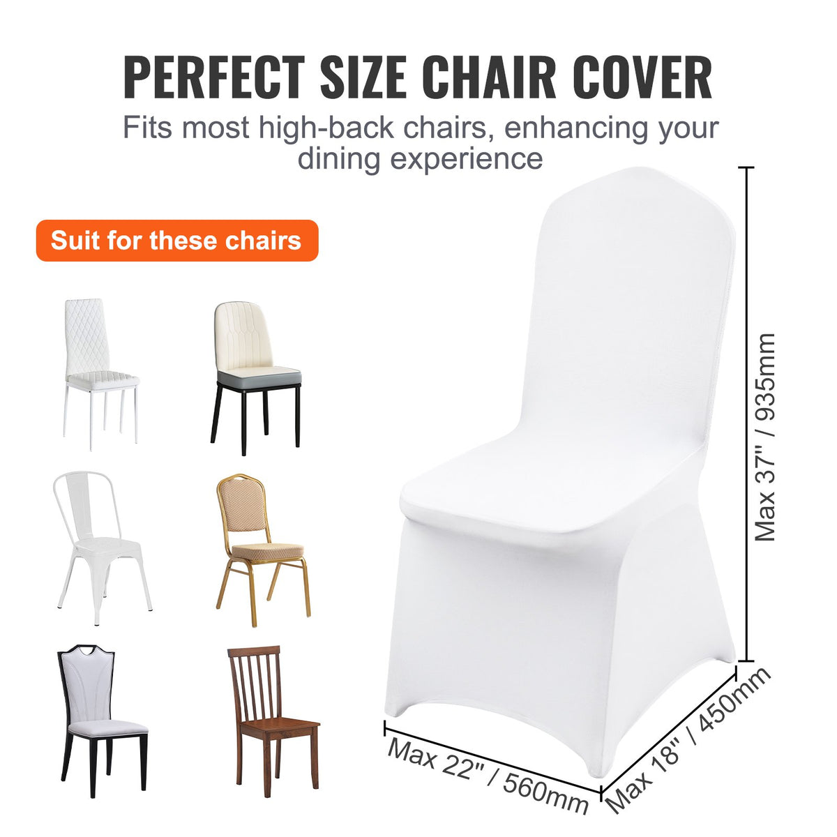 VEVOR 30 Pieces White Stretch Spandex Chair Covers