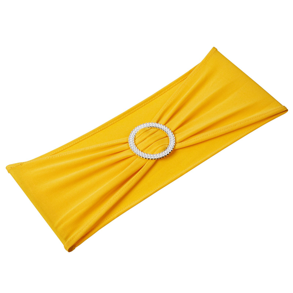 VEVOR 100 Pieces Gold Yellow Elastic Chair Sashes with Round Buckle, Suitable for Weddings, Celebrations and Banquets