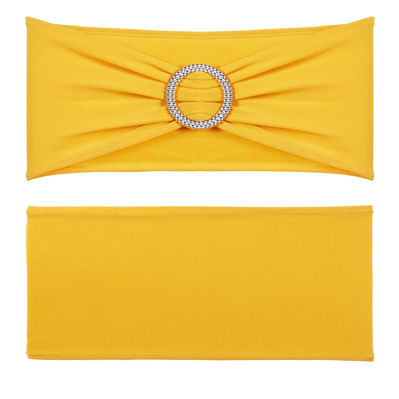 VEVOR 100 gab. zelta dzelteni elastīgie krēslu siksniņi ar apaļo sprādzi, piemēroti kāzām, svētkiem un banketiemVEVOR 100 gab. zelta dzelteni elastīgie krēslu siksniņas ar apaļu sprādzi, piemērotas kāzām, svētkiem un banketiem