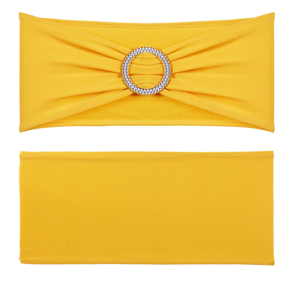 VEVOR 100 Pieces Gold Yellow Elastic Chair Sashes with Round Buckle, Suitable for Weddings, Celebrations and Banquets