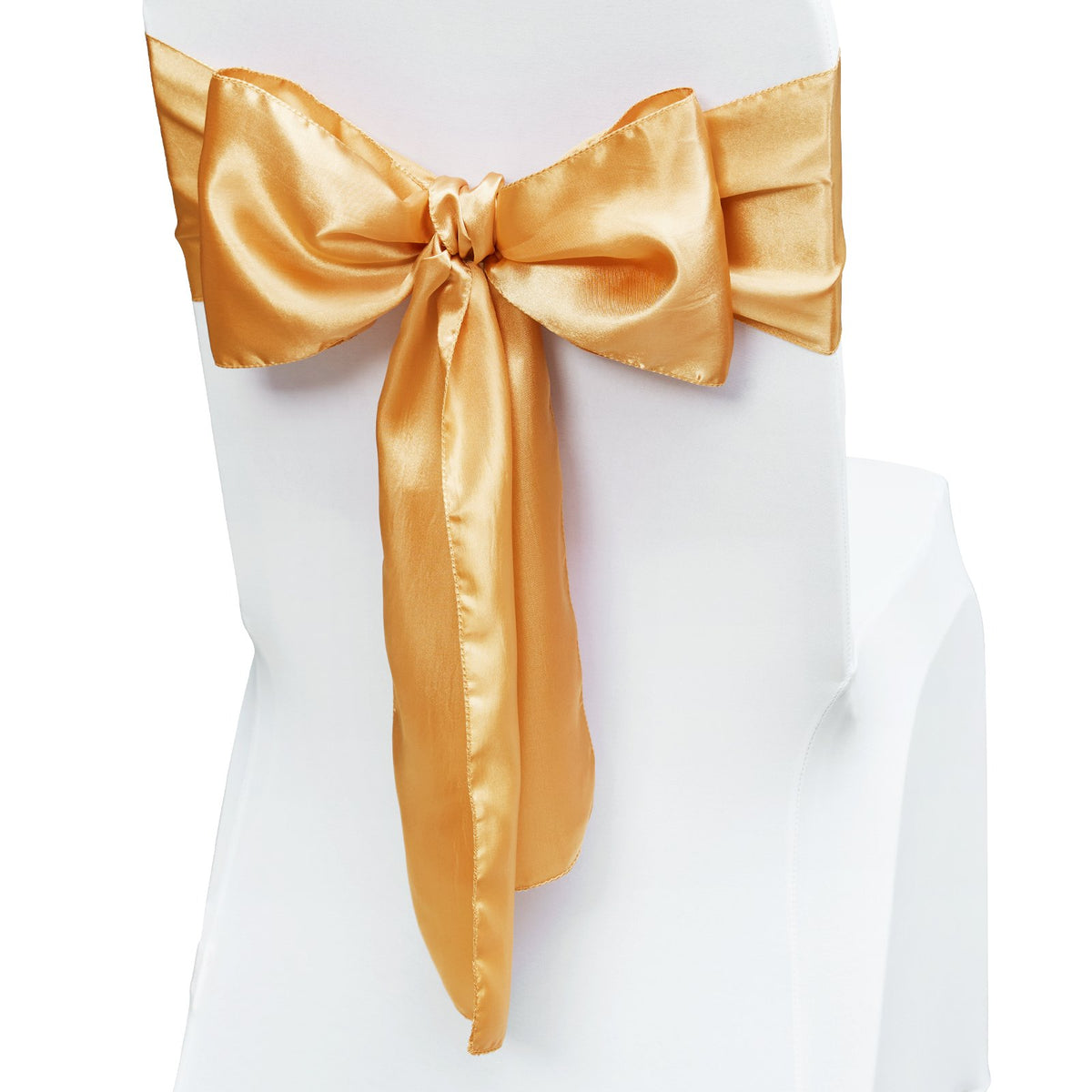 VEVOR 50 Pcs Gold Stretch Spandex Chair Sashes Bows, Elastic Decorations for Weddings and Events
