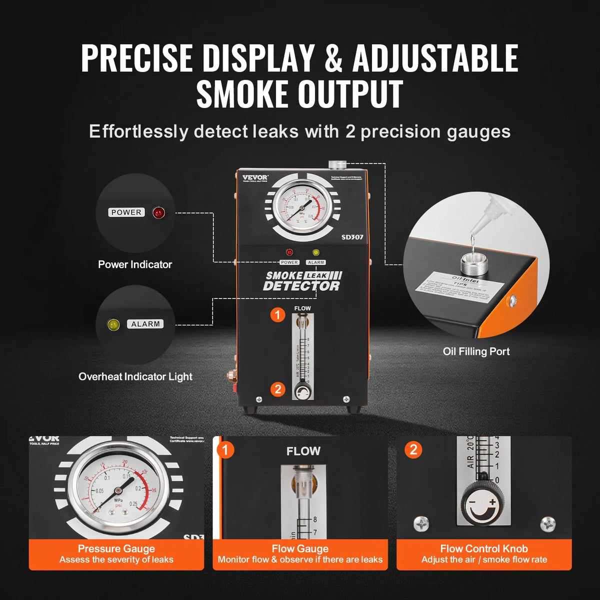 VEVOR Automotive Smoke Leak Detector with Built-in Air Pump for EVAP System