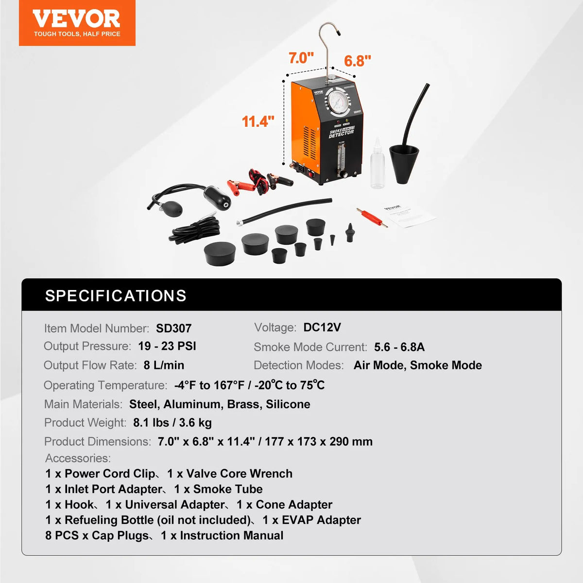 VEVOR Automotive Smoke Leak Detector with Built-in Air Pump for EVAP System