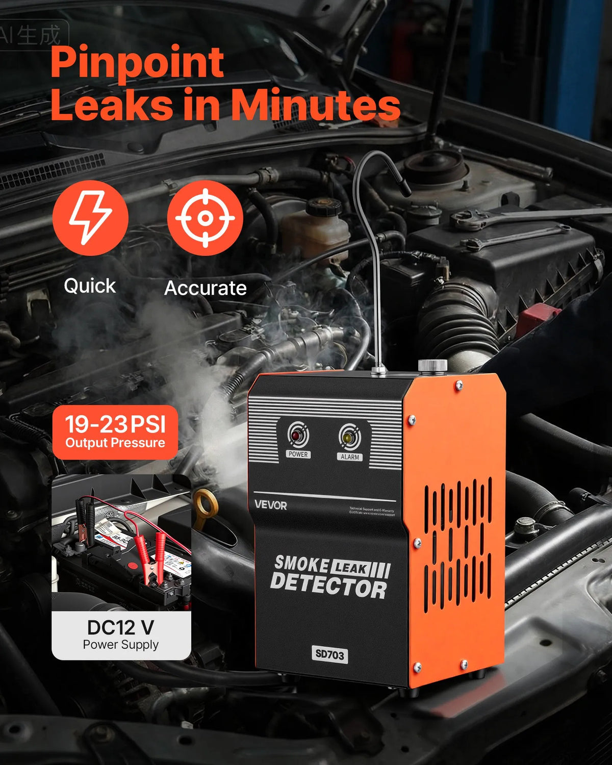 VEVOR Automotive Smoke Leak Detector, 12 V, EVAP Vacuum Diagnostic Tester with Built-in Air Pump, Dual Operating Modes, for Cars, Motorcycles, Trucks, Boats and ATVs