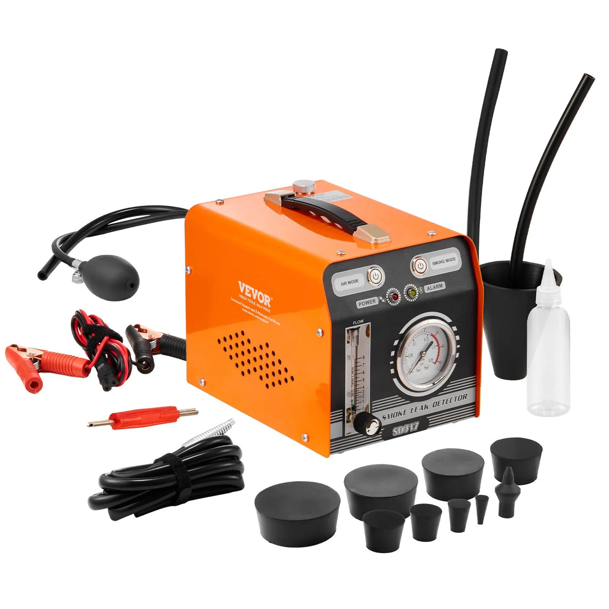 VEVOR Automotive Smoke Leak Detector with Built-in Air Pump, Pressure Gauge and Flow Meter, Dual-Mode EVAP Diagnostic Test Equipment for Vacuum, Fuel and Pipe System Inspection