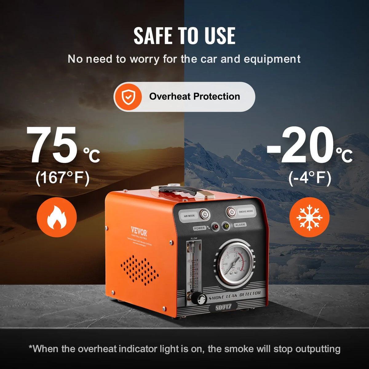 VEVOR Automotive Smoke Leak Detector with Built-in Air Pump, Pressure Gauge and Flow Meter, Dual-Mode EVAP Diagnostic Test Equipment for Vacuum, Fuel and Pipe System Inspection