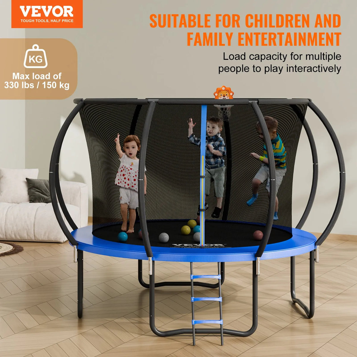 VEVOR Outdoor Trampoline with Safety Net, 305 cm