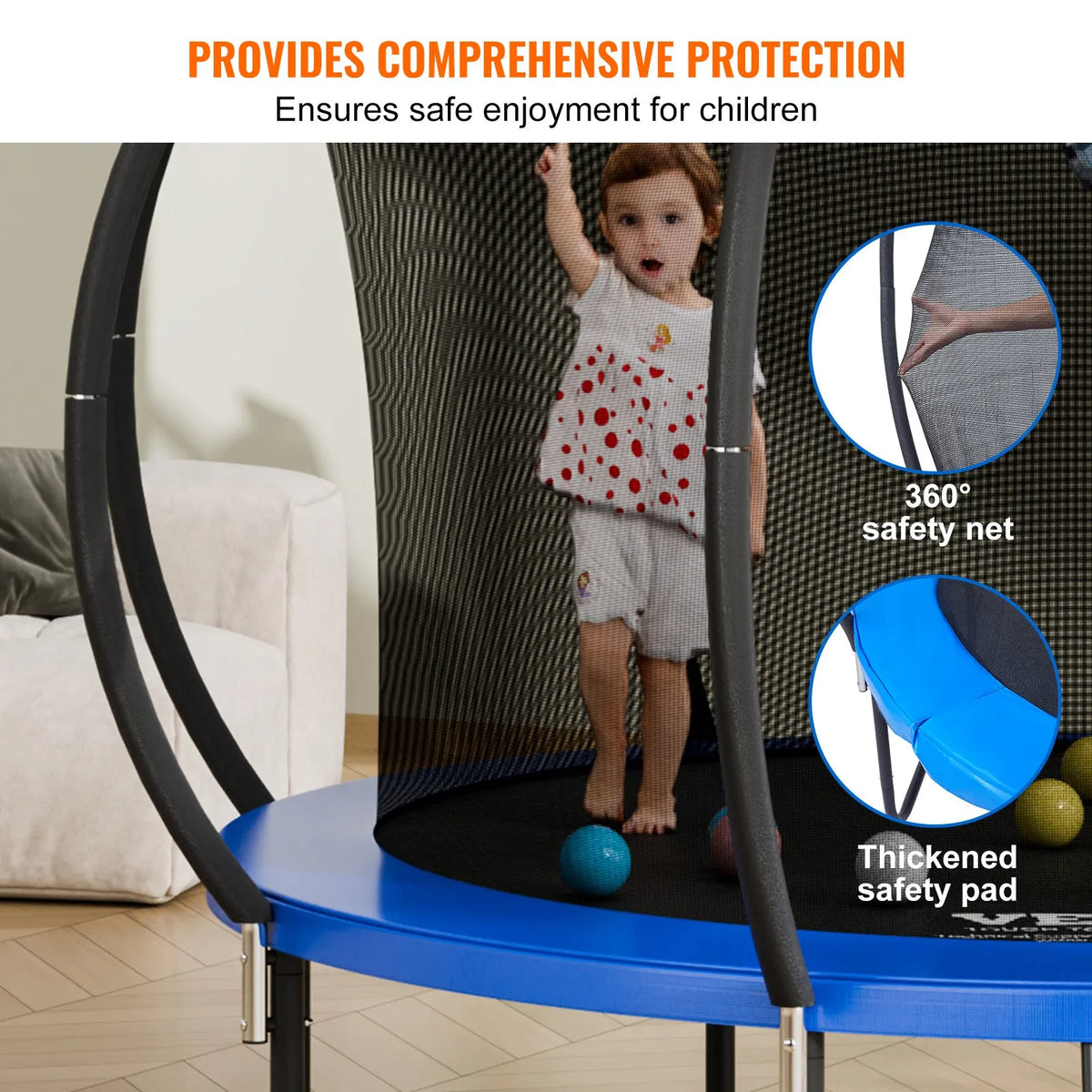 VEVOR Outdoor Trampoline with Safety Net, 305 cm