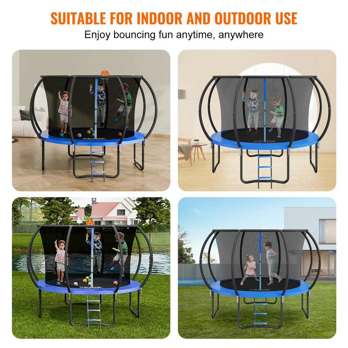 VEVOR Outdoor Trampoline with Safety Net, 305 cm