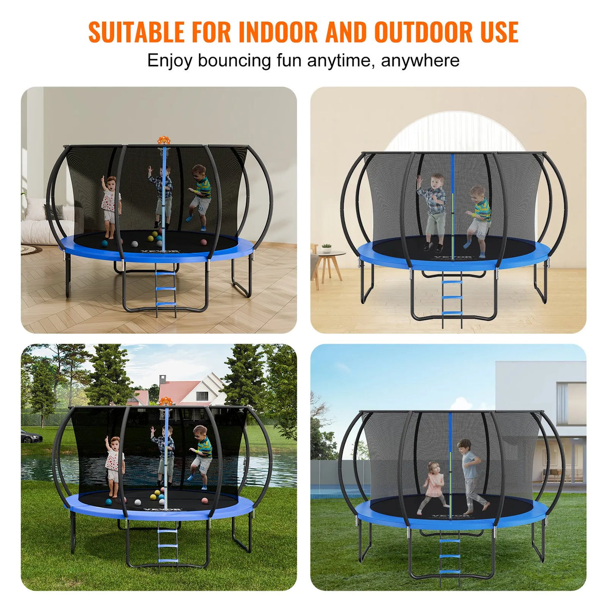 VEVOR Outdoor Trampoline with Safety Net, 366 cm