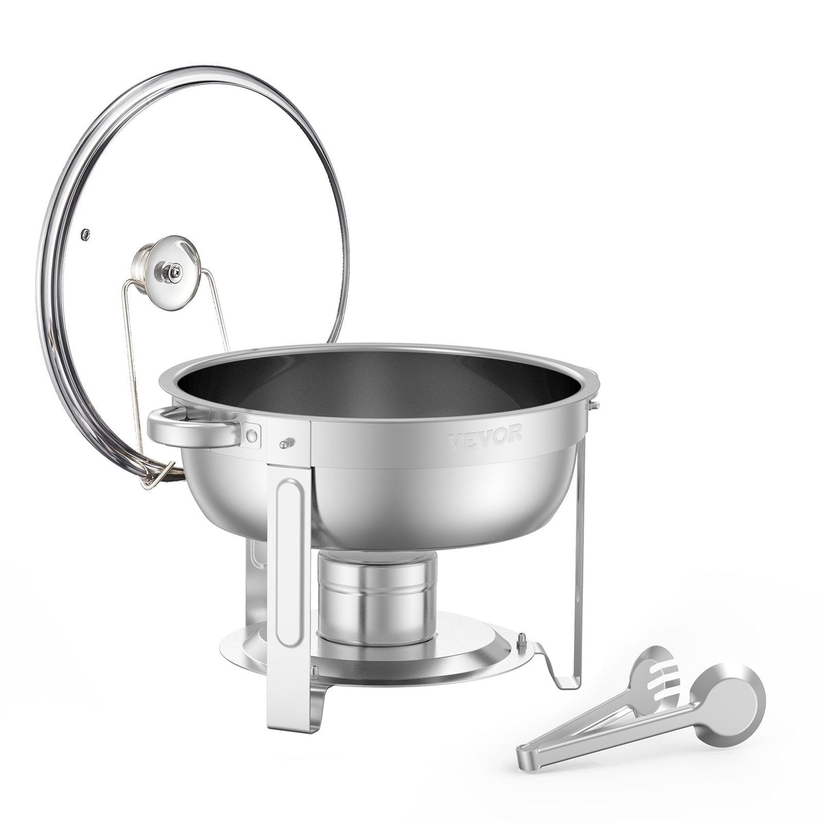 VEVOR 4.7L 2-Piece Round Buffet Food Warmer Set, Full Size Pan, Stainless Steel