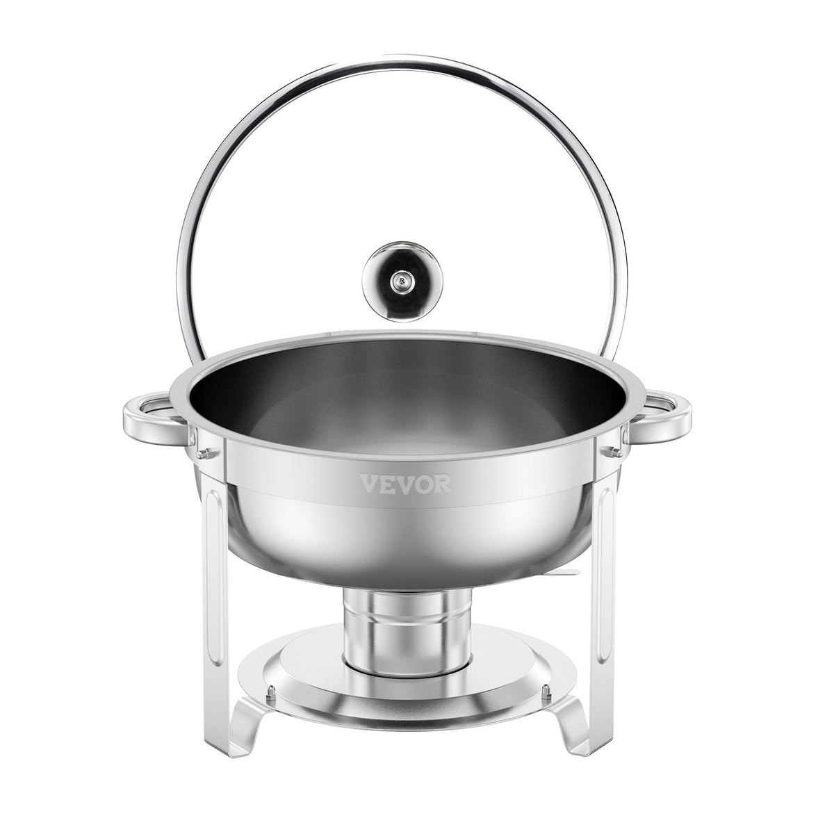 VEVOR 4.7L 2-Piece Round Buffet Food Warmer Set, Full Size Pan, Stainless Steel