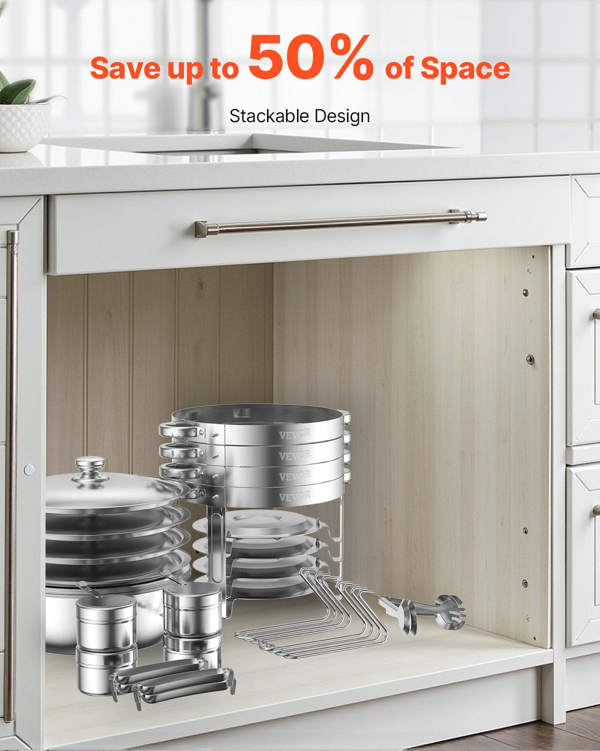 VEVOR 4.7L 2-Piece Round Buffet Food Warmer Set, Full Size Pan, Stainless Steel