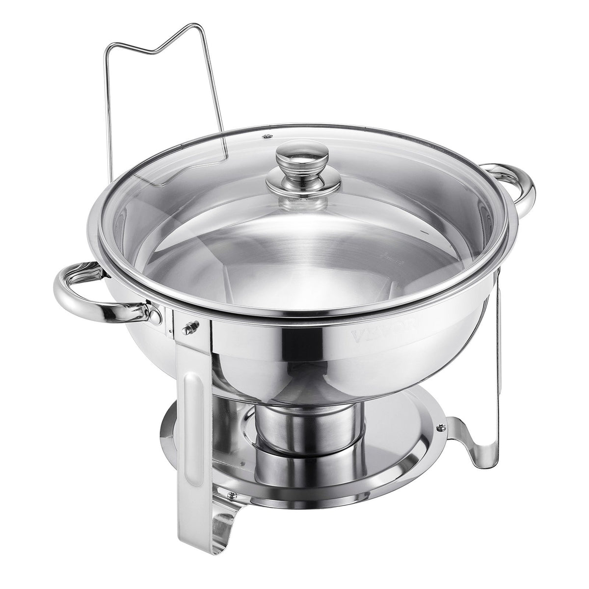 VEVOR 4.7L 2-Piece Round Buffet Food Warmer Set, Full Size Pan, Stainless Steel