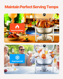 Nerūsējošā tērauda bufetes ēdienu sildītāju komplekts, apaļi trauki, 4 gab., 4,7 L katrs