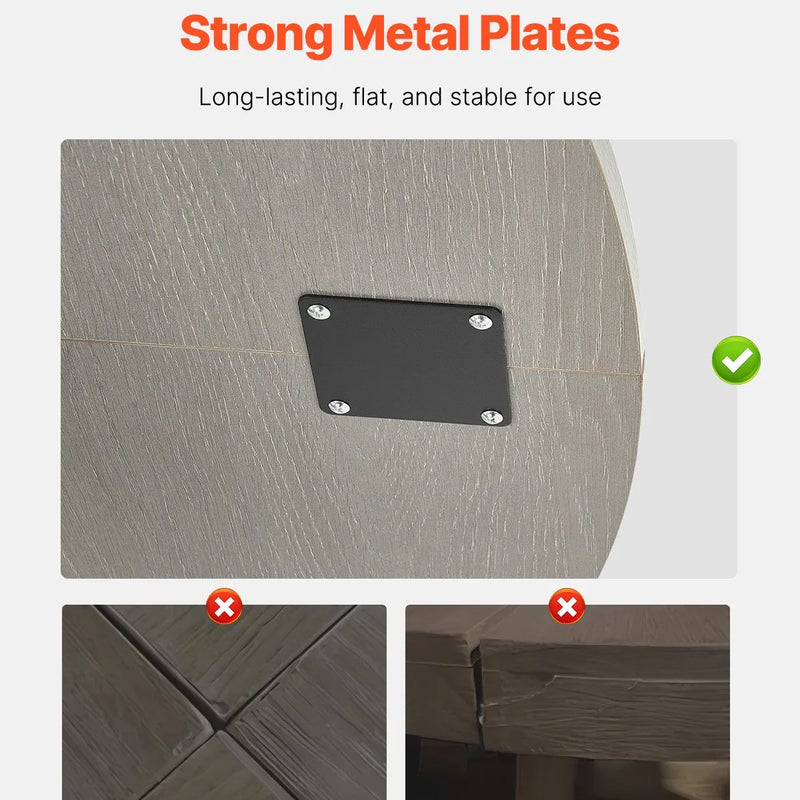 VEVOR apaļais ēdamgalds, Ø120 cm, koka galds 4–6 personām, mūsdienīga dizaina ēdamistabas mēbele ar metāla kājām un glabāšanas plauktu, pelēks (tikai galds)