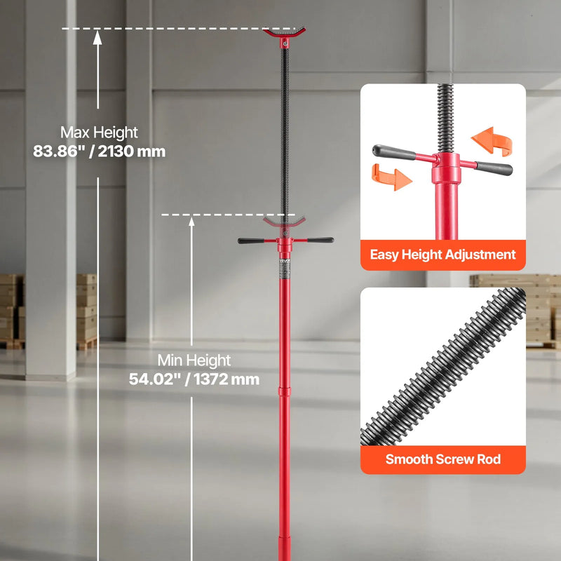 VEVOR apakšpacēlāja atbalsta statīvs 0,5 t, regulējams 1372–2130 mm, gultņots rotācijas rokturis, pašbloķējošs vītņstienis, stabila pamatne, transportlīdzekļu komponentu atbalstam - ZEMLETES.LV