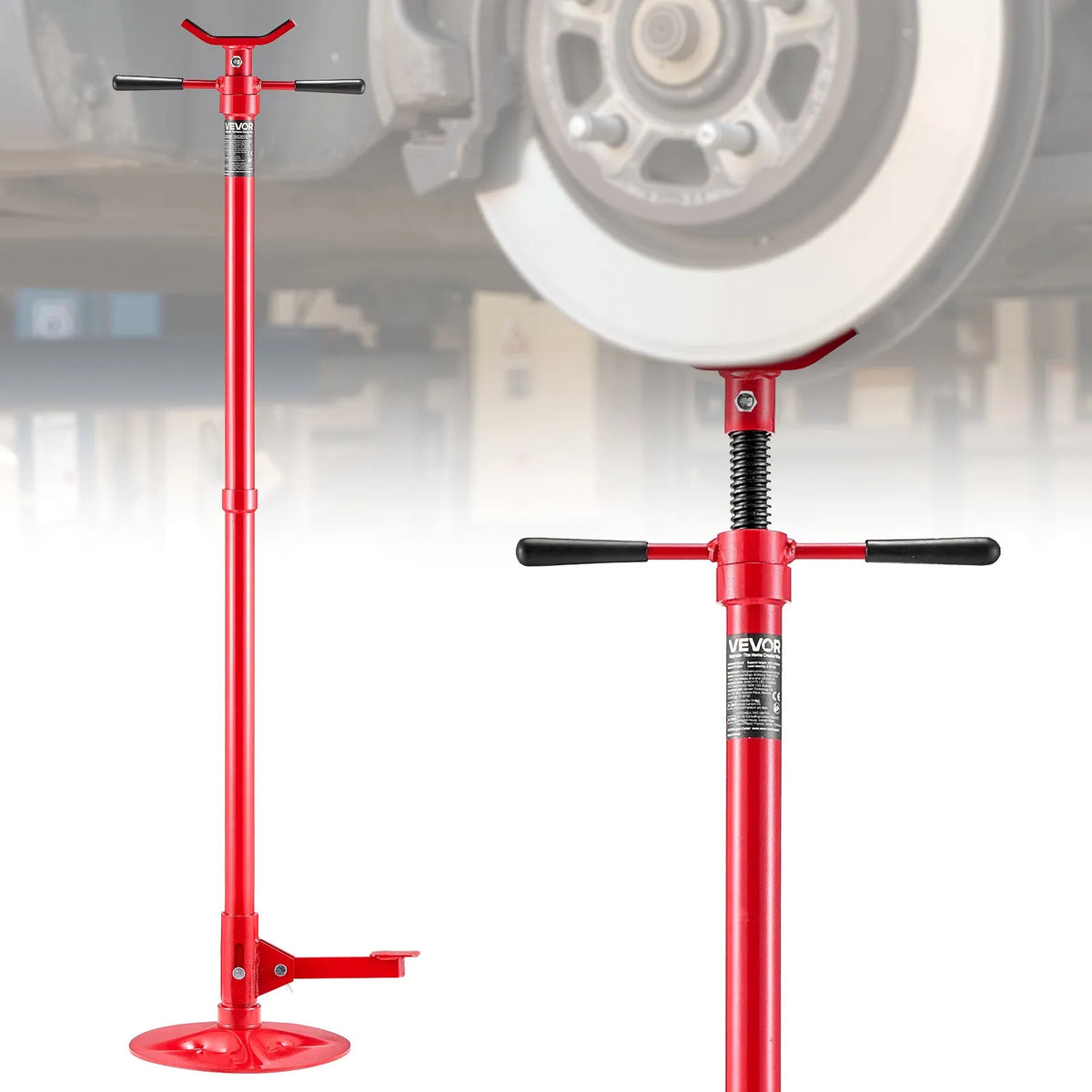 VEVOR auto pacēlāja balsta statīvs 0,75 t, regulējams augstums 1320–2032 mm, ar gultņotu rokturi un kājas pedāli, stabila pamatne, transportlīdzekļu komponentu atbalstam - ZEMLETES.LV
