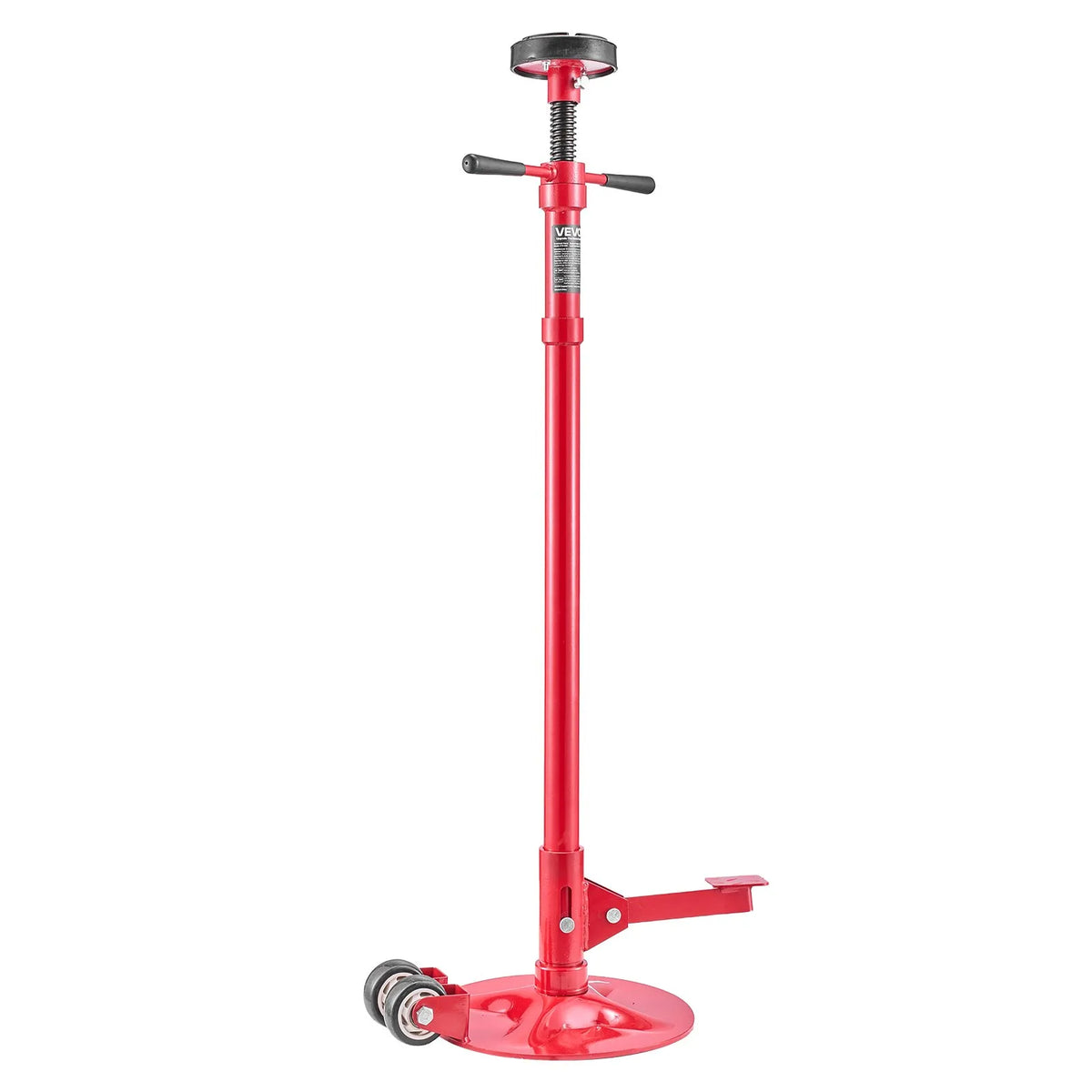 VEVOR apakšpacēlāja atbalsta statīvs 0,75 t, regulējams 1320–2032 mm, ar 2 riteņiem, gultņots rotācijas rokturis un kājas pedālis, stabila pamatne, transportlīdzekļu komponentu atbalstam - ZEMLETES.LV