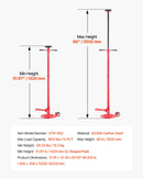 VEVOR apakšpacēlāja atbalsta statīvs 0,75 t, regulējams 1320–2032 mm, ar 2 riteņiem, gultņots rotācijas rokturis un kājas pedālis, stabila pamatne, transportlīdzekļu komponentu atbalstam - ZEMLETES.LV