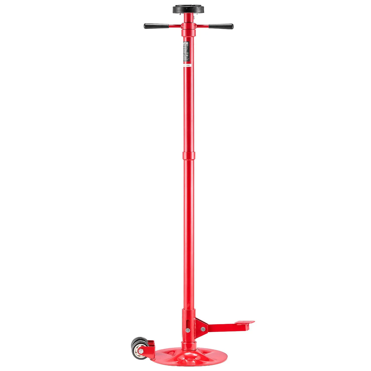 VEVOR apakšpacēlāja atbalsta statīvs 0,75 t, regulējams 1320–2032 mm, ar 2 riteņiem, gultņots rotācijas rokturis un kājas pedālis, stabila pamatne, transportlīdzekļu komponentu atbalstam - ZEMLETES.LV