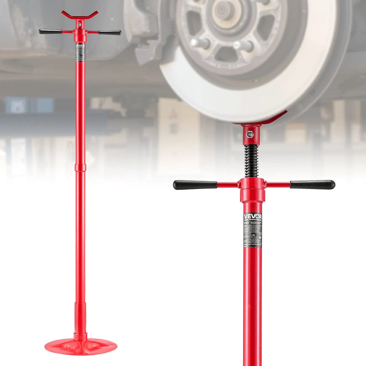 VEVOR auto pacēlāja balsta statīvs 0,75 t, regulējams augstums 1372–2130 mm, ar gultņotu rokturi un pašbloķējošu vītņstieni, stabila pamatne, transportlīdzekļu komponentu atbalstam - ZEMLETES.LV